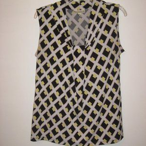 Dana Buchman Sleeveless Blouse Blk/Ylw/Wht/Tan